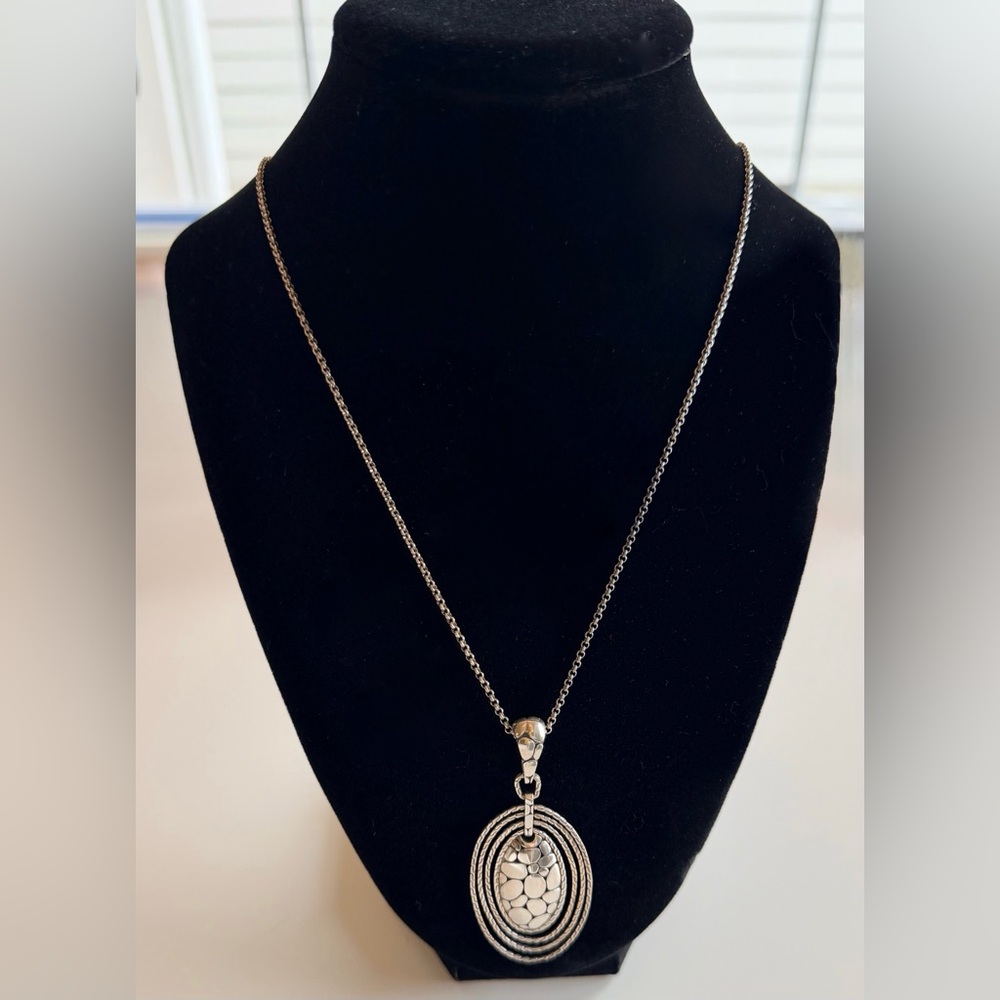 John Hardy Kali Zen Oval Drop Pendant Enhancer with 36” Chain Necklace